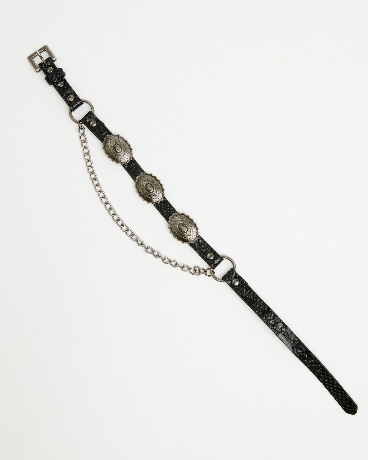 Image #3 - Shyanne Women's Scalloped Concho Boot Bracelet with Chain, Black, hi-res