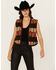 Image #1 - Scully Women's Geo Print Leather Vest, Brown, hi-res
