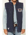Image #3 - Cowboy Hardware Boys' Skull Banner Embroidered Softshell Vest, Navy, hi-res