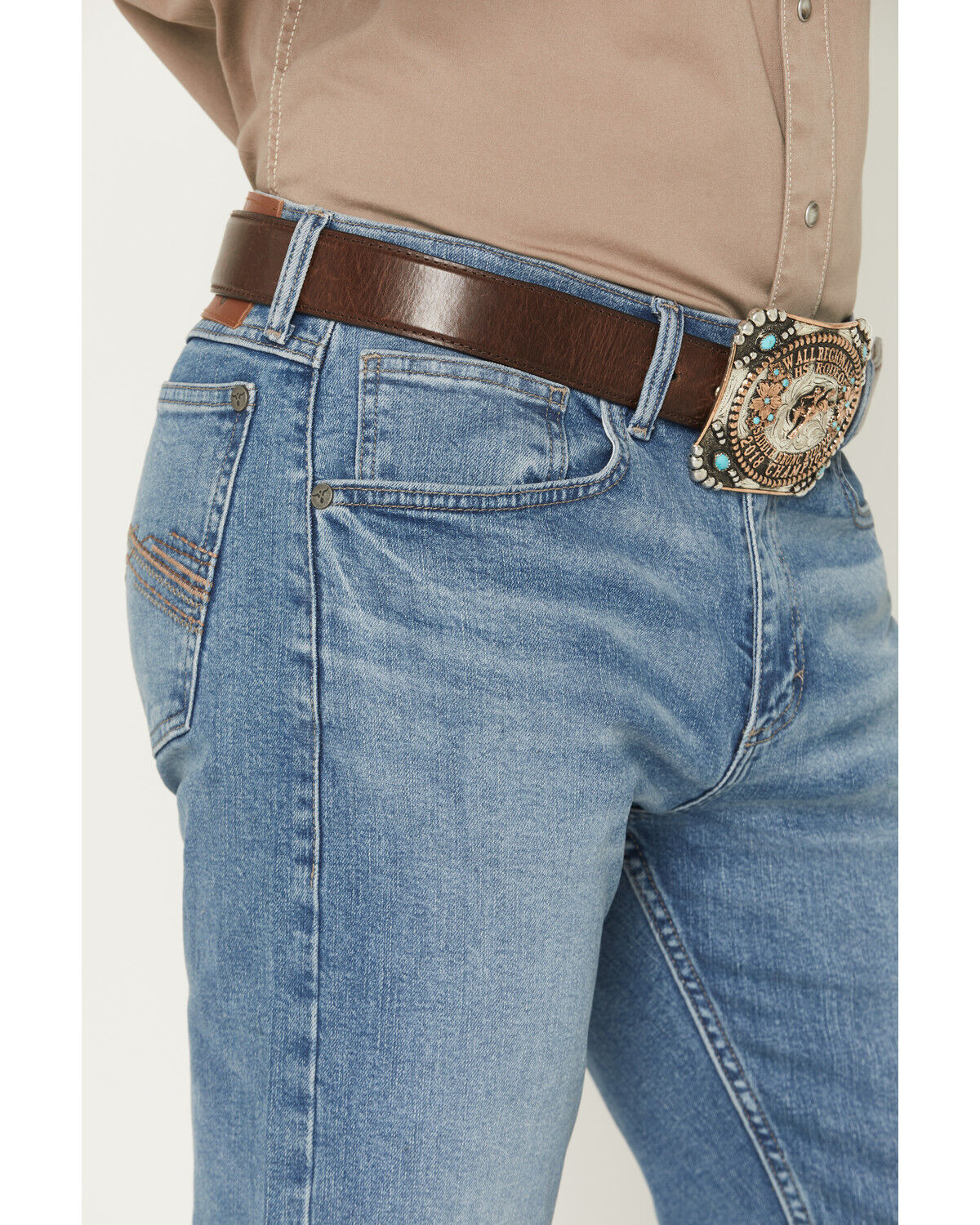 Image #2 - Wrangler 20X Men's 42MWX Seaside Medium Wash Slim Fit Bootcut Stretch Denim Jeans, Medium Wash, hi-res