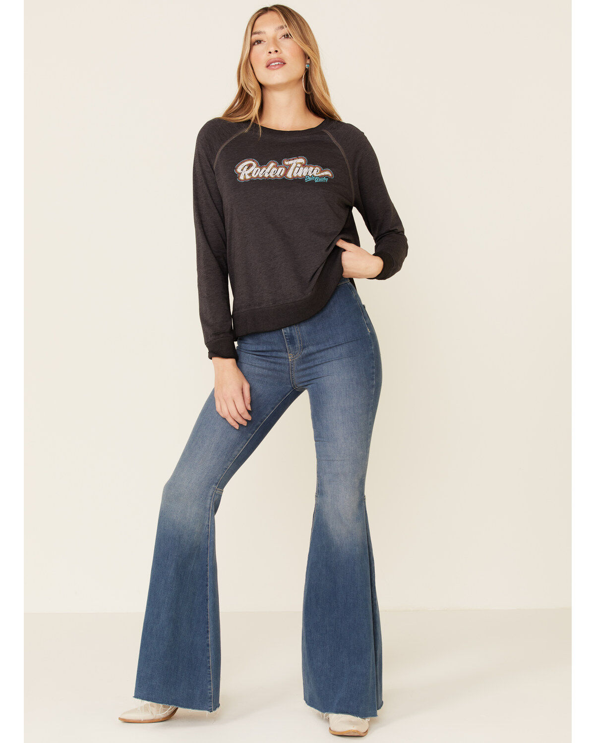 Image #2 - Dale Brisby Women's Rodeo Time Graphic Long Sleeve Top, Charcoal, hi-res