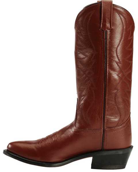 Image #3 - Old West Men's Smooth Leather Western Boots - Medium Toe, Black Cherry, hi-res