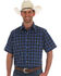 Image #1 - Wrangler Men's Wrinkle Resistant Blue Med Plaid Short Sleeve Western Shirt , , hi-res