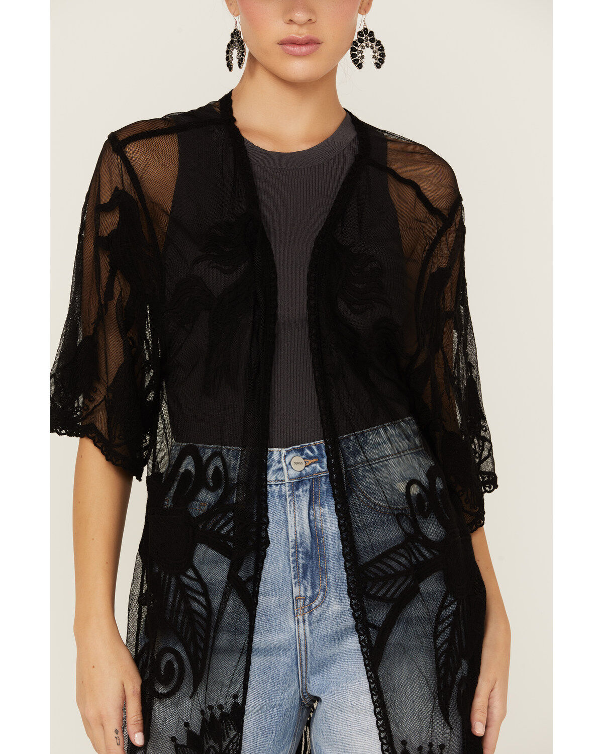 Image #3 - Shyanne Women's Lace Tassel Kimono, , hi-res