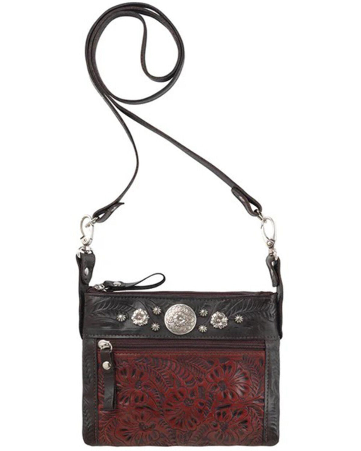 American West Women's Trail Rider Crossbody Bag, Chocolate, hi-res