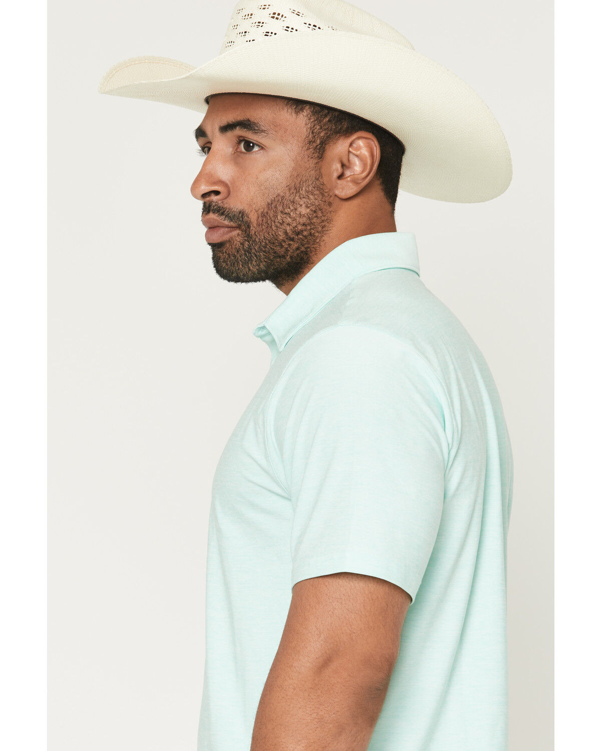 Image #2 - Ariat Men's Charger 2.0 Fitted Short Sleeve Button-Down Polo Shirt, Aqua, hi-res