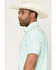 Image #2 - Ariat Men's Charger 2.0 Fitted Short Sleeve Button-Down Polo Shirt, Aqua, hi-res