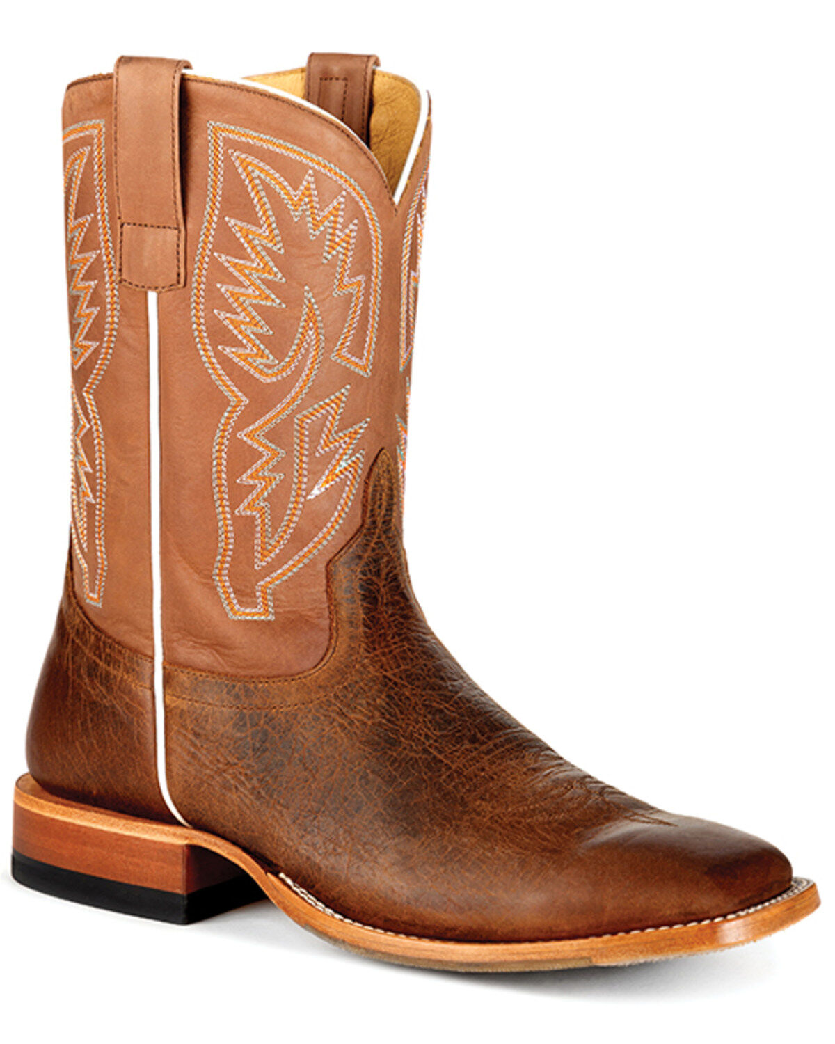 Image #1 - Horse Power Men's Distressed Bison Western Boots - Square Toe, Brown, hi-res