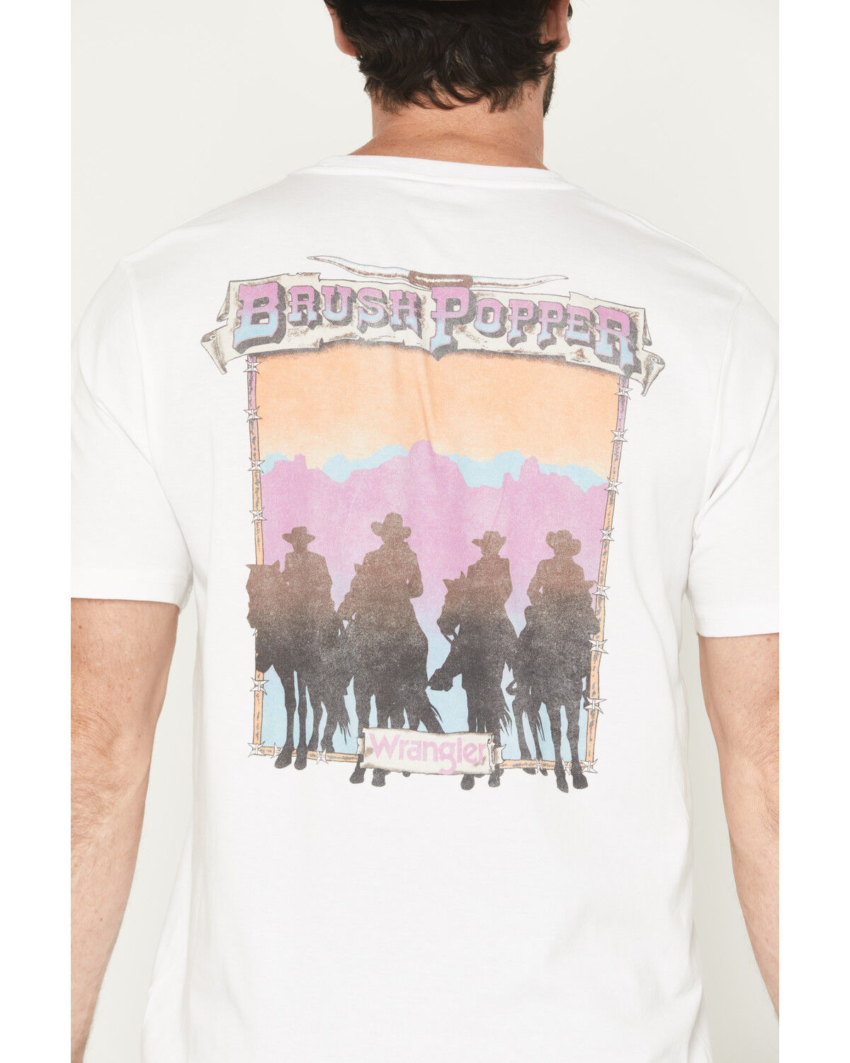 Image #4 - Wrangler Men's 90s Brush Popper Short Sleeve Graphic T-Shirt, White, hi-res