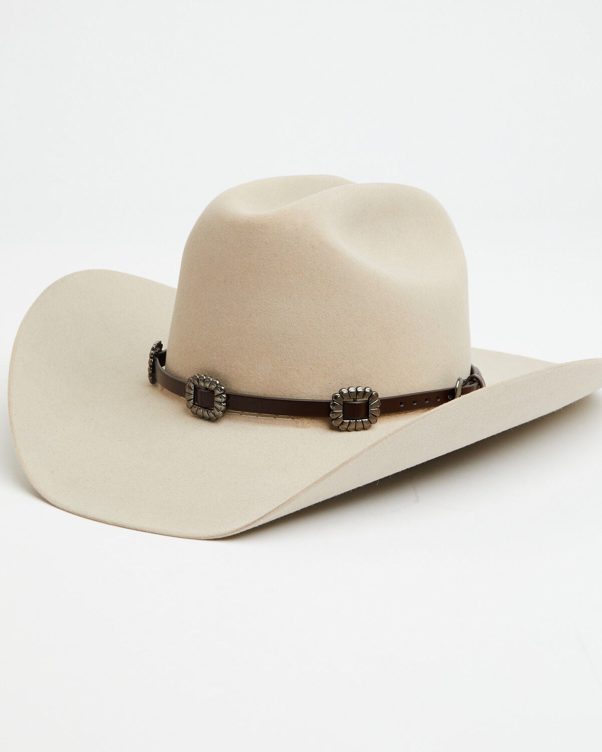 Boot Barn Square Concho Hat Band, Brown, hi-res