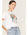 Image #2 - Wrangler Women's Boot Barn Exclusive Sunset Cactus Logo Graphic Tee, White, hi-res