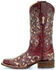 Image #3 - Corral Women's Red Embroidered Stud Inlay Cowgirl Boots - Square Toe, , hi-res