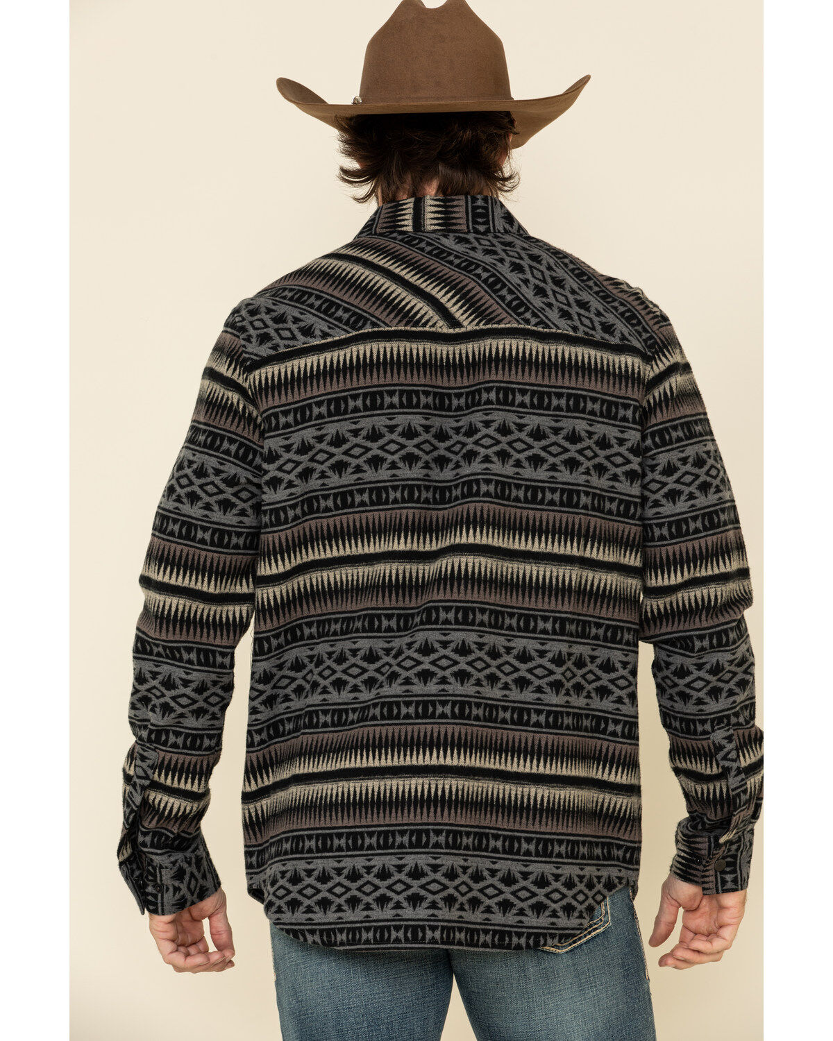 Image #3 - Rock & Roll Denim Men's Jacquard Southwestern Print Border Jacket, Grey, hi-res