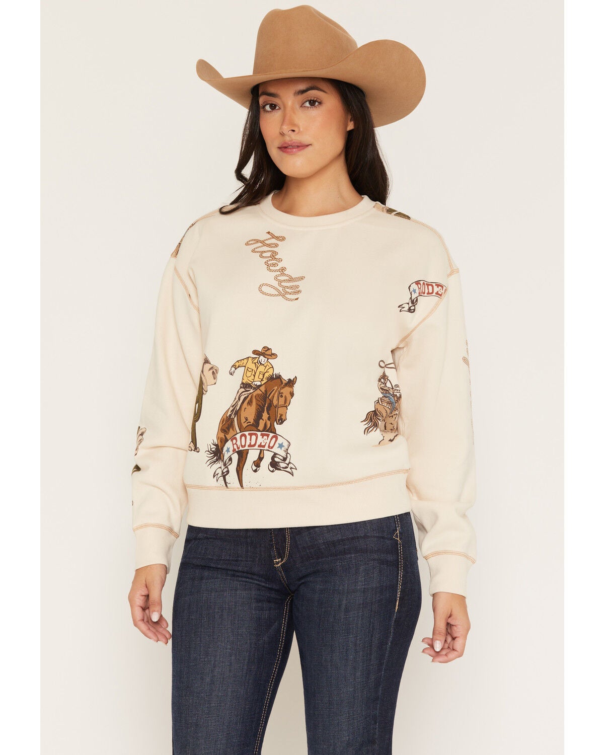 Ariat Women's Rodeo Rancher Graphic Sweatshirt, Cream, hi-res