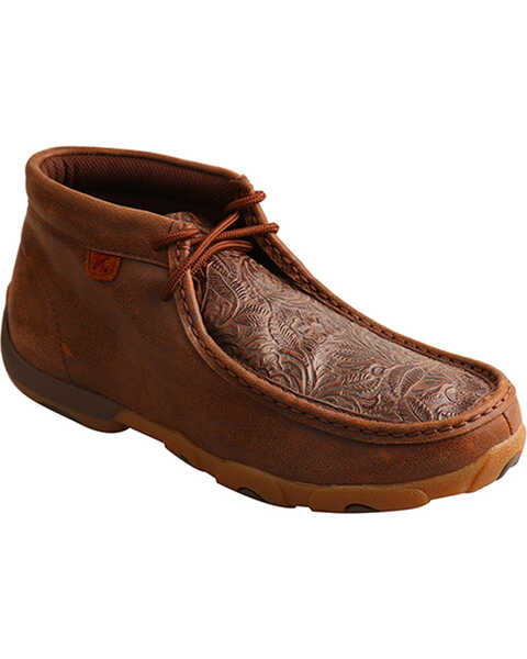 Twisted X Women's Tooled Chukka Driving Mocs, Brown, hi-res