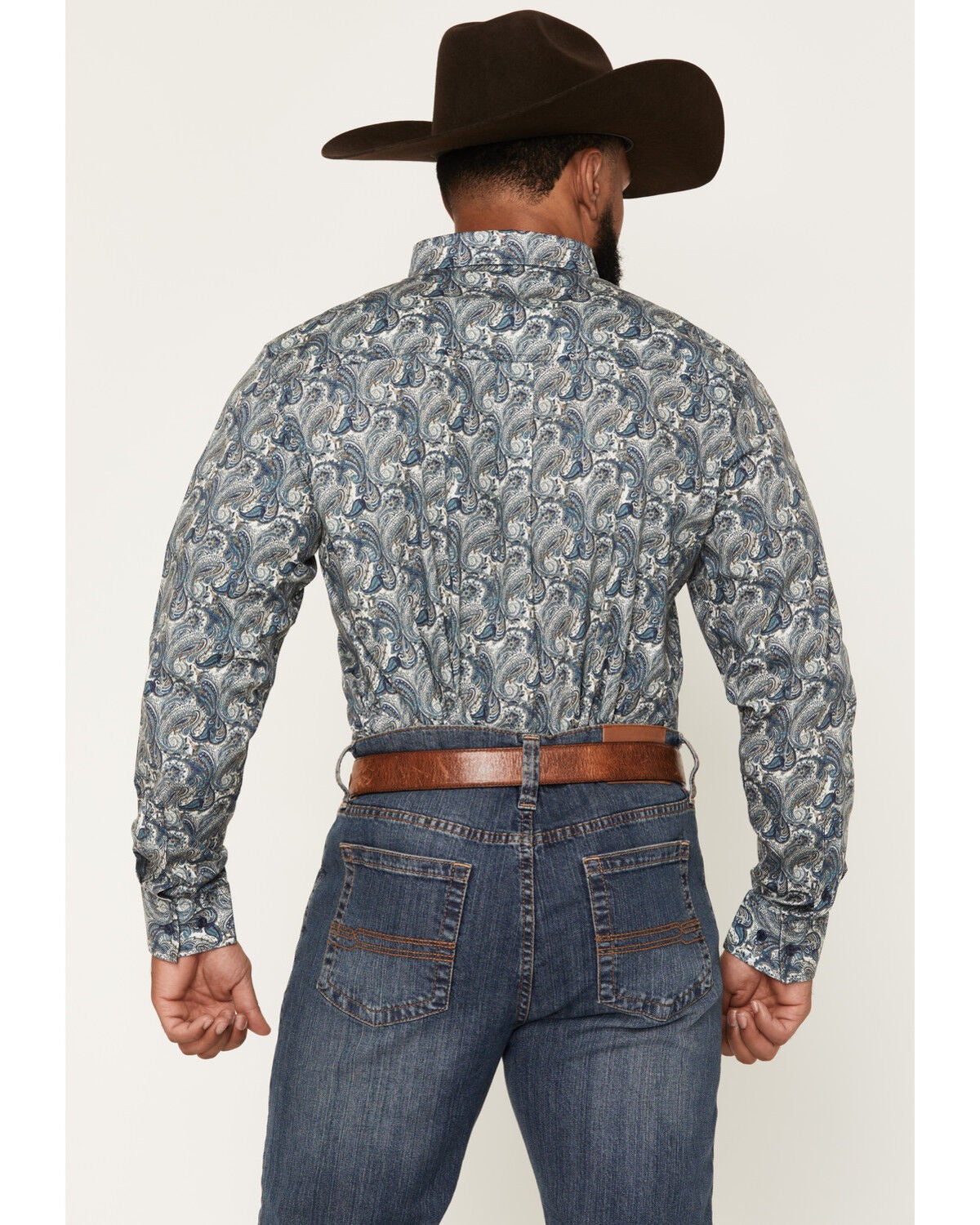 Image #4 - Cody James Men's Lost Resort Paisley Print Long Sleeve Button-Down Stretch Western Shirt - Big, Blue, hi-res