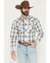 Image #1 - Wrangler Retro Men's Plaid Print Long Sleeve Snap Western Shirt, Black, hi-res