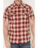 Image #3 - Moonshine Spirit&reg; Men's Deep Red Dobby Plaid Print Short Sleeve Snap Western Shirt, Red, hi-res