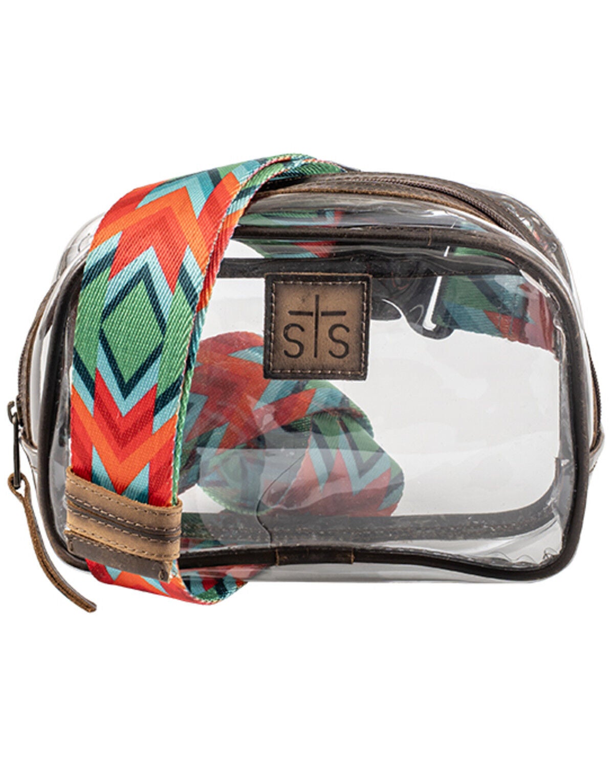 Image #2 - STS Ranchwear By Carroll Women's Clear Stadium Kair Crossbody Bag, Brown, hi-res