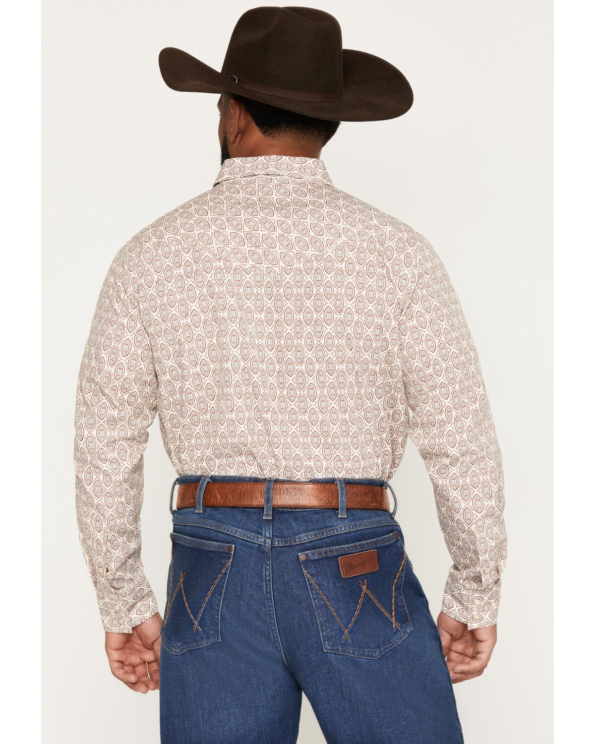 Image #4 - Gibson Trading Co Men's Whiskey Class Medallion Print Long Sleeve Snap Western Shirt, Cream, hi-res