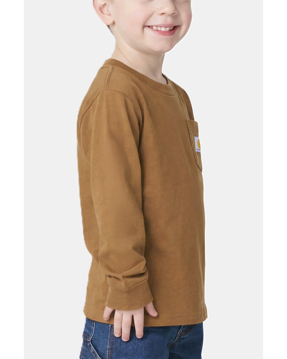 Image #3 - Carhartt Toddler Boys' Pocket Logo Long Sleeve T-Shirt, Brown, hi-res
