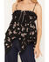 Image #3 - Wild Moss Women's Floral Print Sleeveless Hanky Hem Cami, Black, hi-res