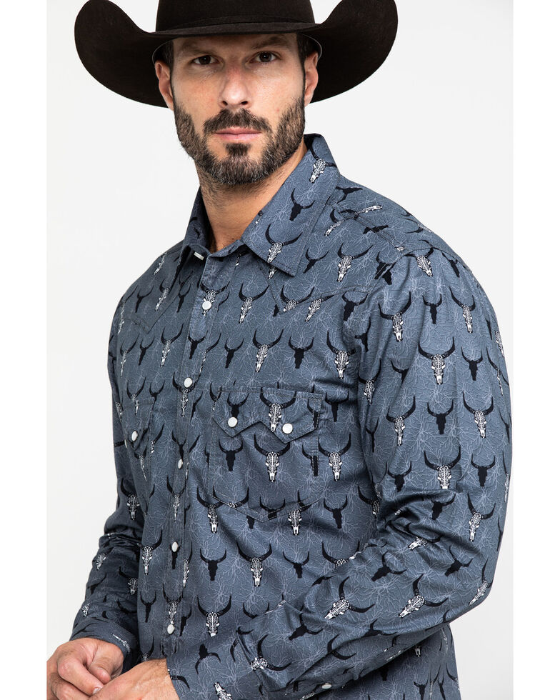 Dale Brisby Men S Bull Skull Geo Print Long Sleeve Western Shirt