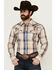 Image #1 - Cody James Men's Pay Day Plaid Print Long Sleeve Snap Western Shirt, Tan, hi-res
