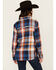Image #4 - Shyanne Women's Plaid Print Ladder Lace Trim Long Sleeve Button-Down Flannel Shirt, Navy, hi-res