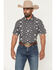 Image #1 - Rock & Roll Denim Men's Tek Southwestern Print Short Sleeve Button-Down Stretch Western Shirt, Black, hi-res