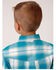 Roper Boys' Amarillo Saddle Plaid Print Long Sleeve Button Down Western Shirt, Blue, hi-res