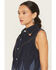 Image #2 - Wrangler X Lainey Wilson Women's Dark Wash Flame Denim Sleeveless Snap Western Shirt, Dark Wash, hi-res