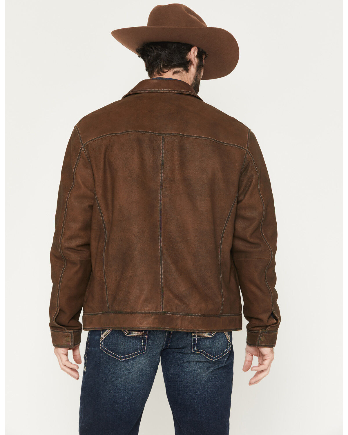 Image #4 - Scully Men's Zip-Up Leather Jacket, Brown, hi-res