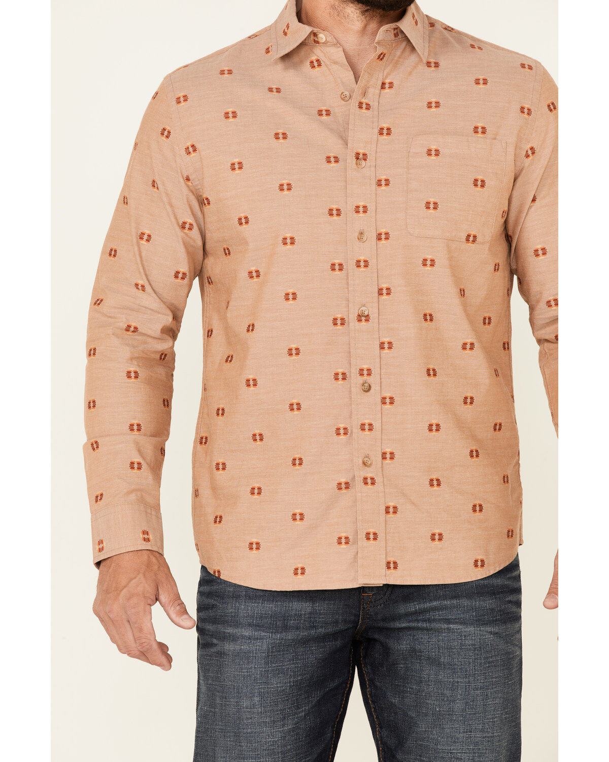 Image #3 - Pendleton Men's All-Over Dobby Chambray Long Sleeve Button Down Western Shirt, Tan, hi-res