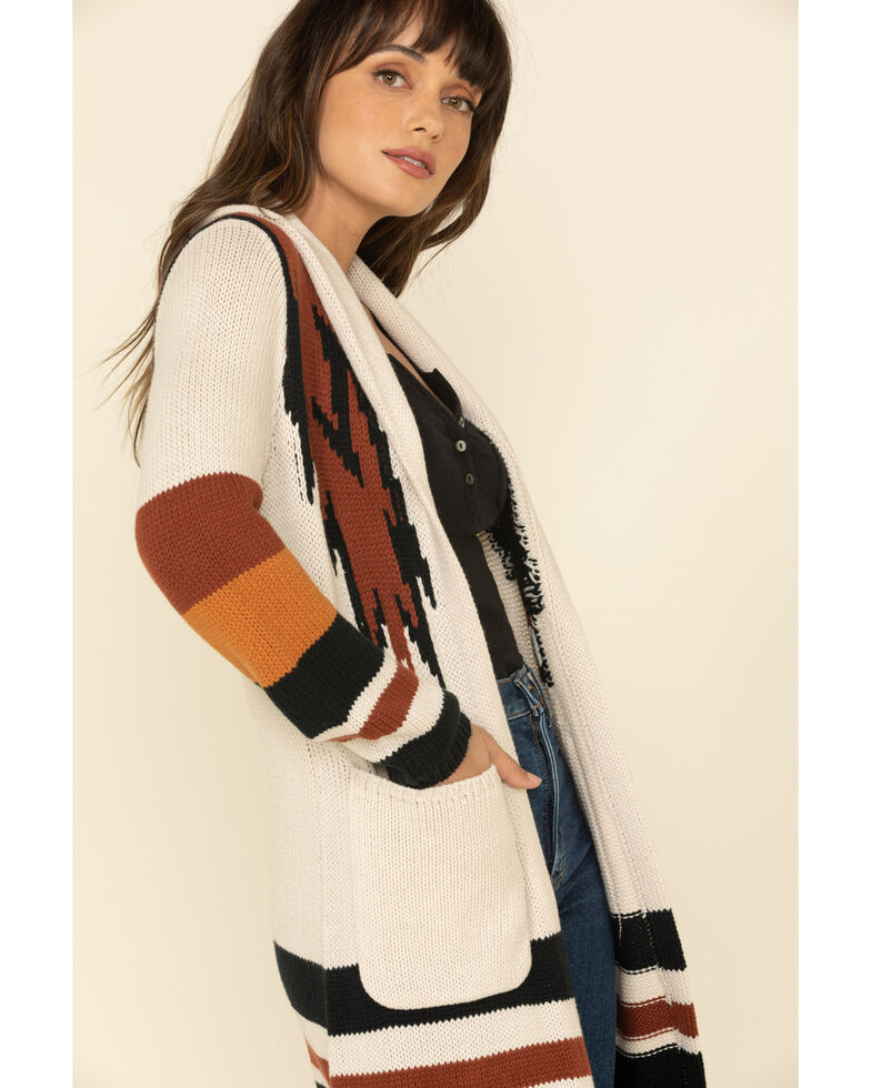 striped duster cardigan