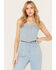 Understated Leather Women's Bluegrass Rhinestone Denim Crop Top, Blue, hi-res