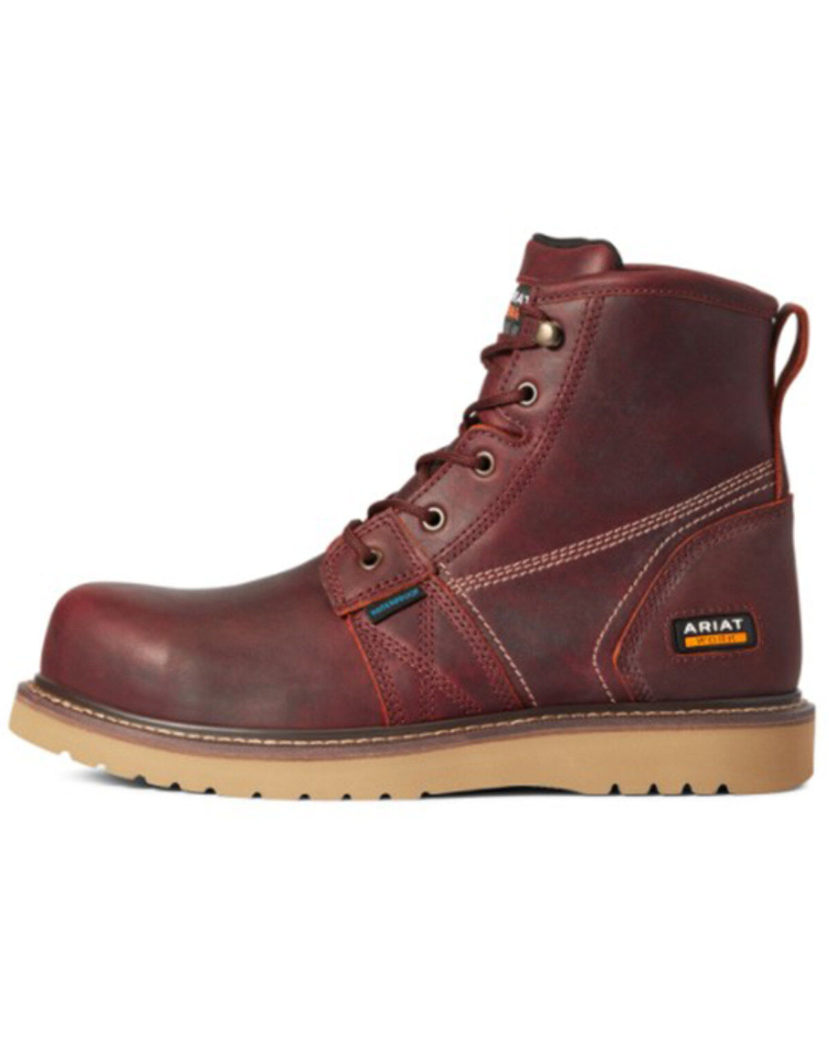 Image #2 - Ariat Men's Rusted Copper Rebar Wedge 6" H20 Work Boot - Composite Toe, Brown, hi-res