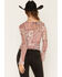 Image #4 - Ash & Violet Women's Floral Print Mesh Long Sleeve Top, Mauve, hi-res