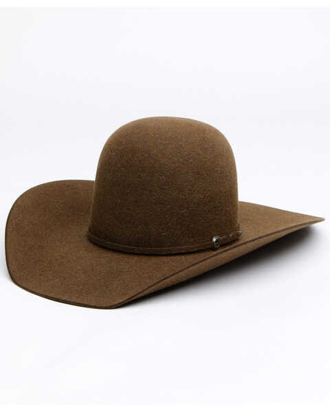 Rodeo King Men's 7X Open Crown Fur Felt Western Hat , Brown, hi-res