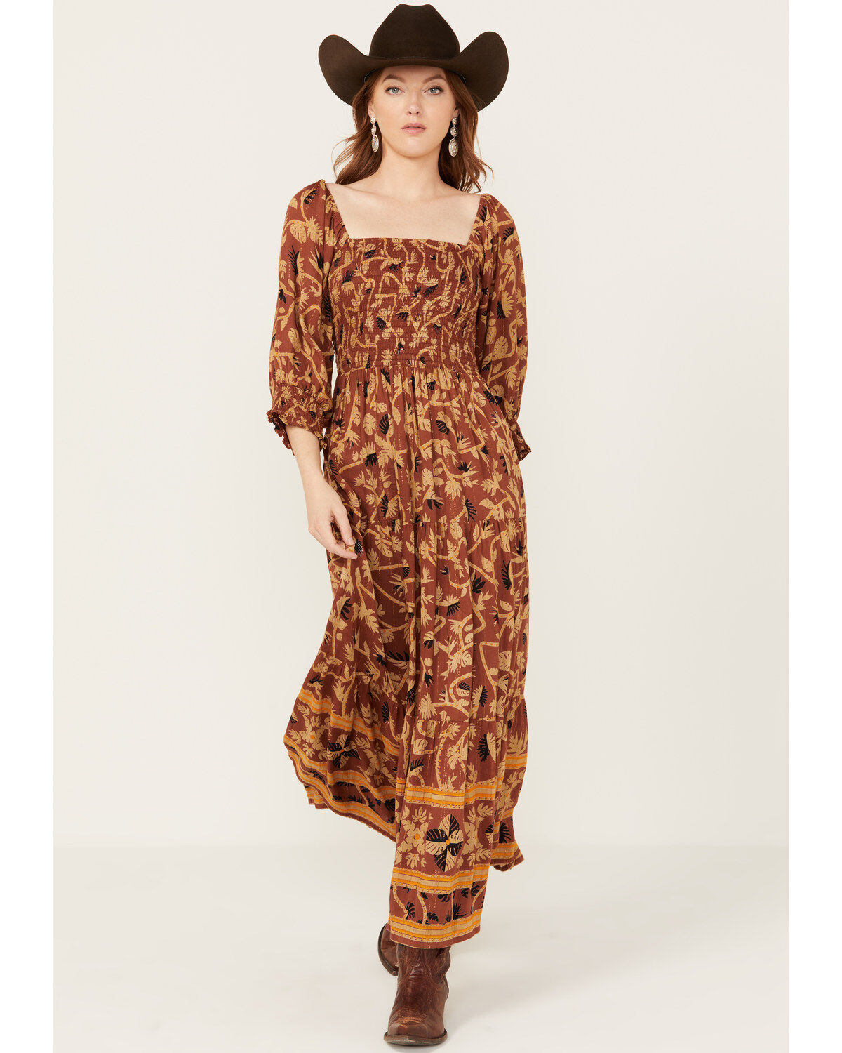 Image #1 - Angie Women's Border Print Long Sleeve Maxi Dress, , hi-res