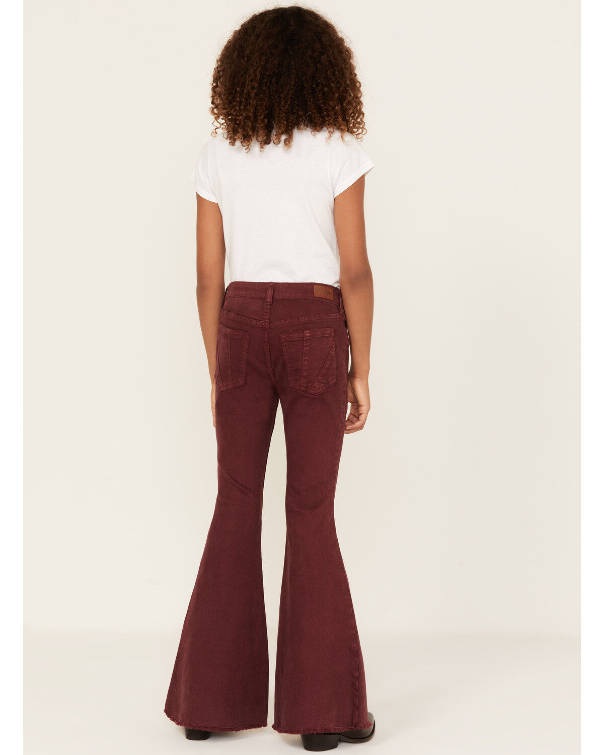 Image #3 - Shyanne Girls' Super Flare Raw Hem Jeans, Burgundy, hi-res