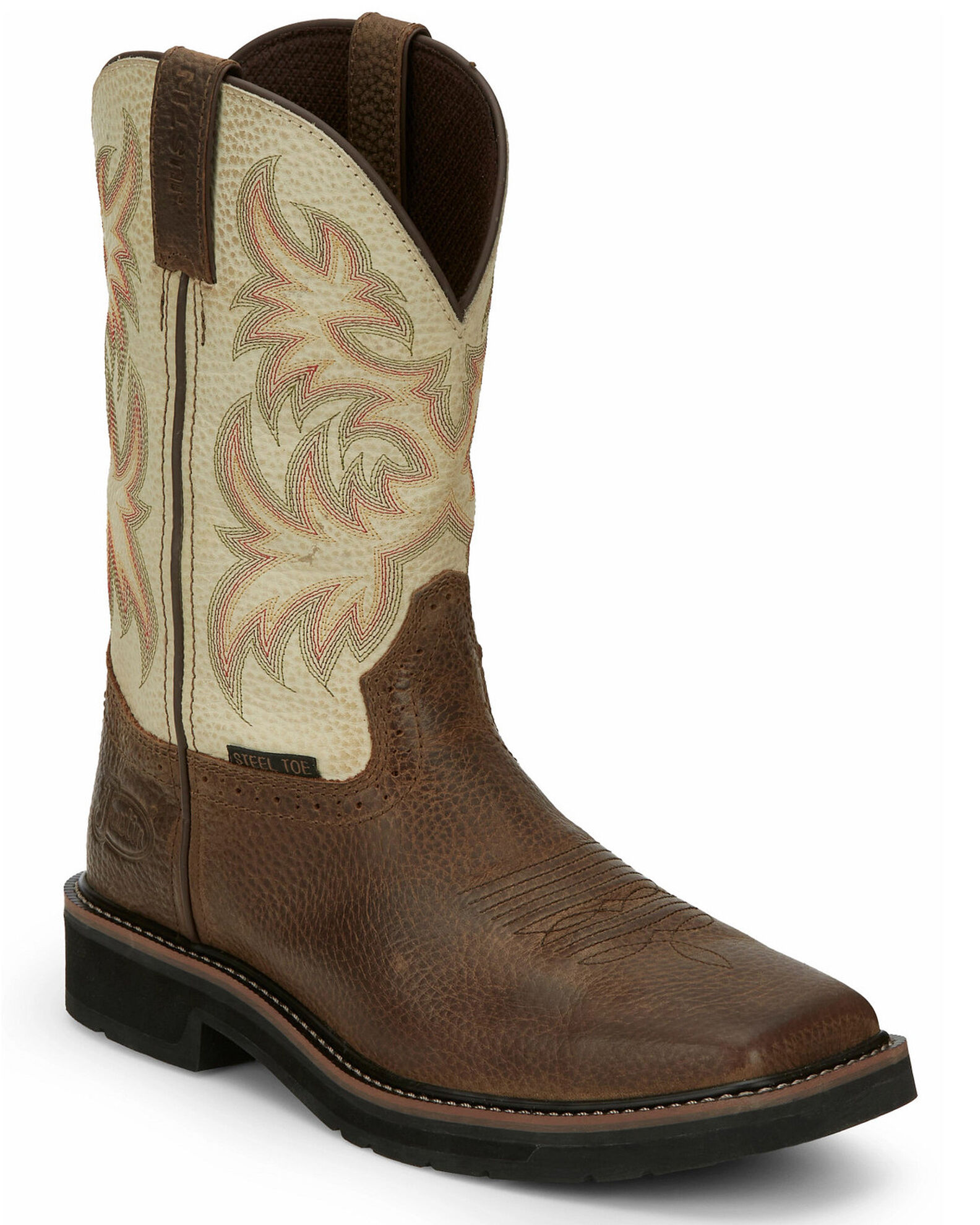 Justin steel toe top logger boots