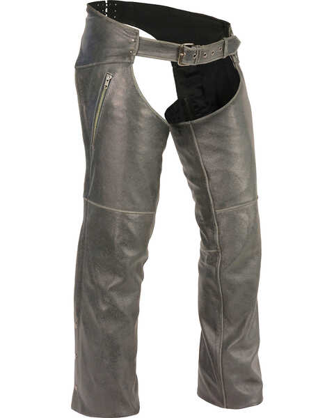 Image #1 - Milwaukee Leather Men's Grey Deep Thigh Vintage Chaps - Big 5X , Grey, hi-res