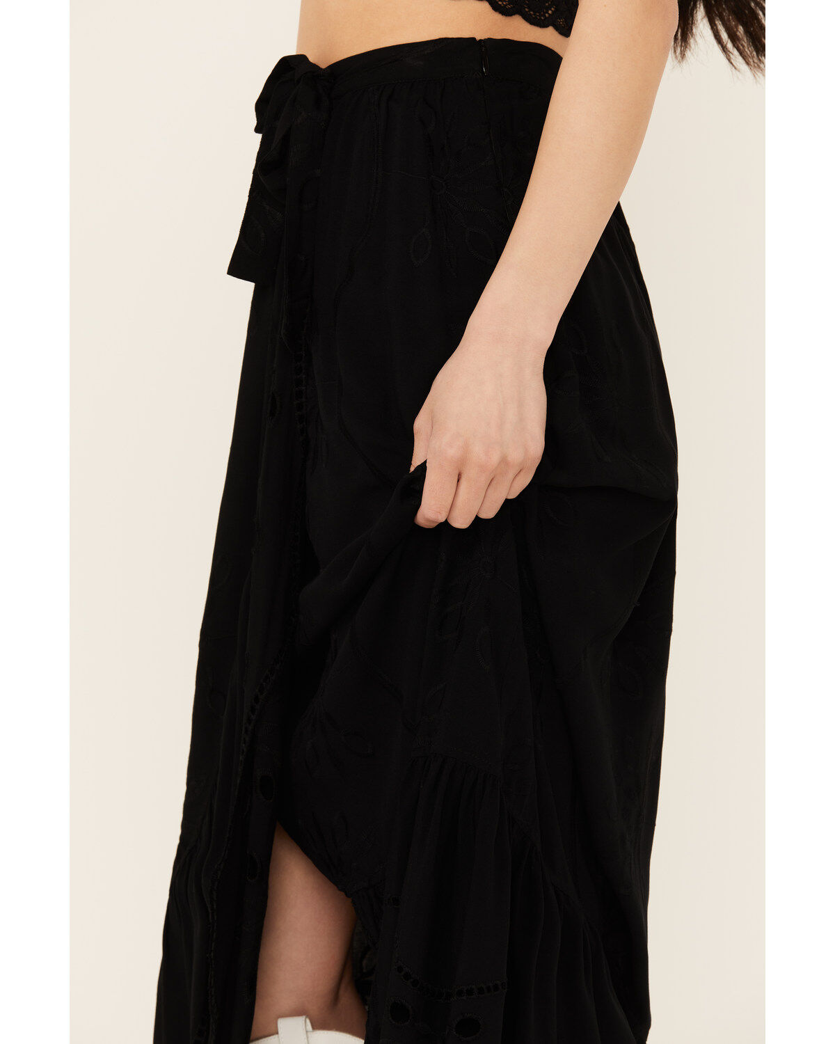 Image #4 - Beyond The Radar Women's Eyelet Midi Skirt, Black, hi-res