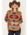 Image #1 - Cotton & Rye Women's Southwestern Print Round Bottom Sweater, Tan, hi-res