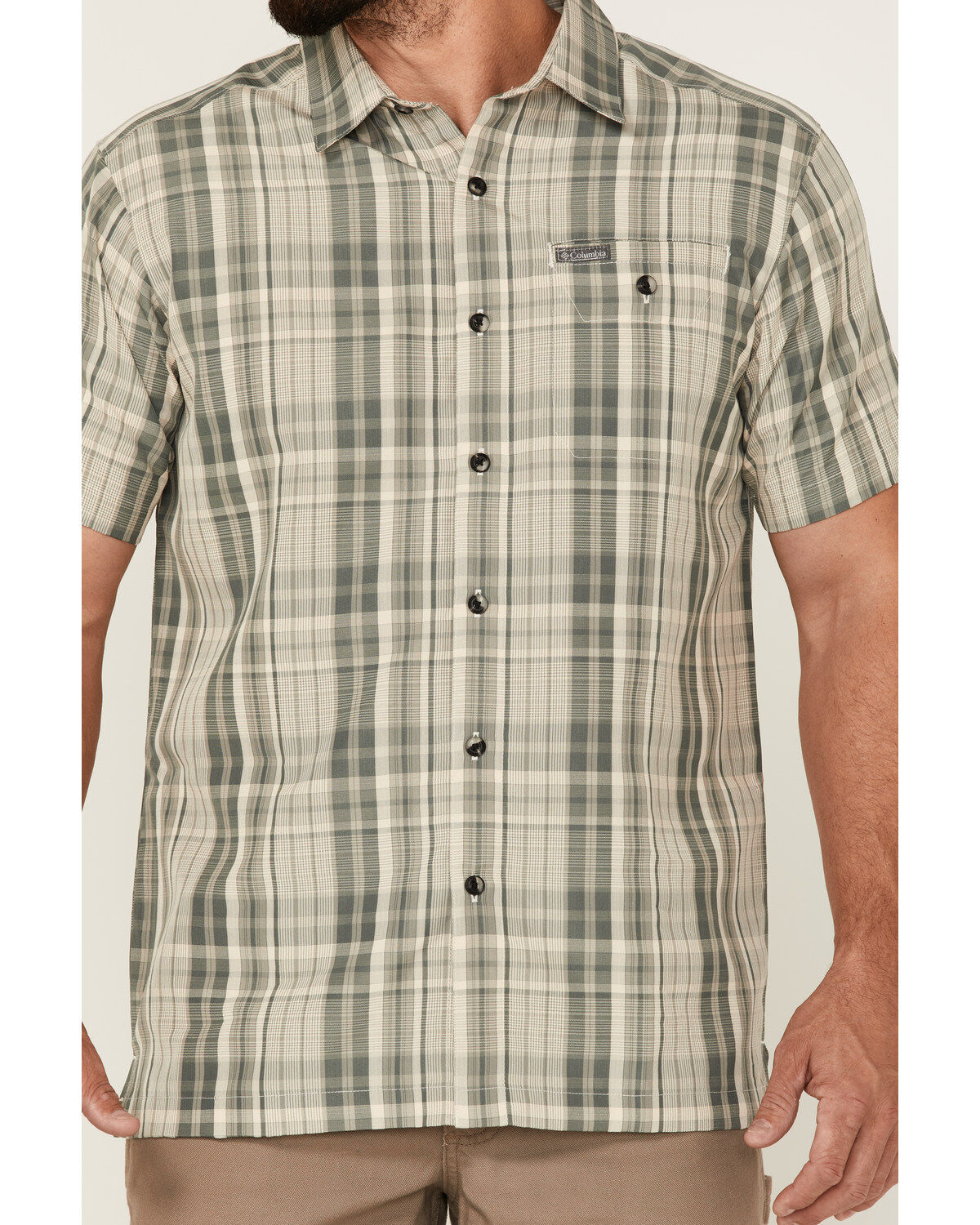 Image #3 - Columbia Men's Lakeside Trail Large Plaid Short Sleeve Button Down Western Shirt, Grey, hi-res