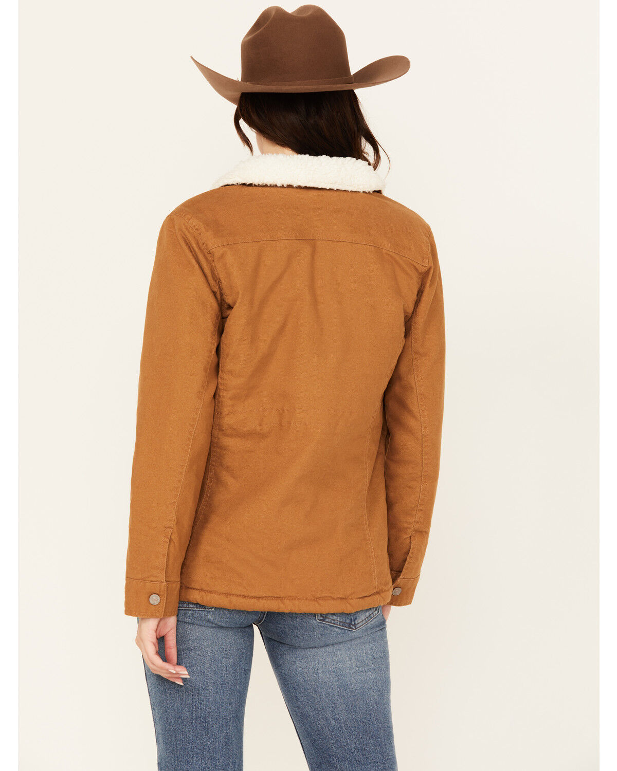 Image #4 - Shyanne Women's Sherpa Lined Canvas Barn Jacket, Brown, hi-res
