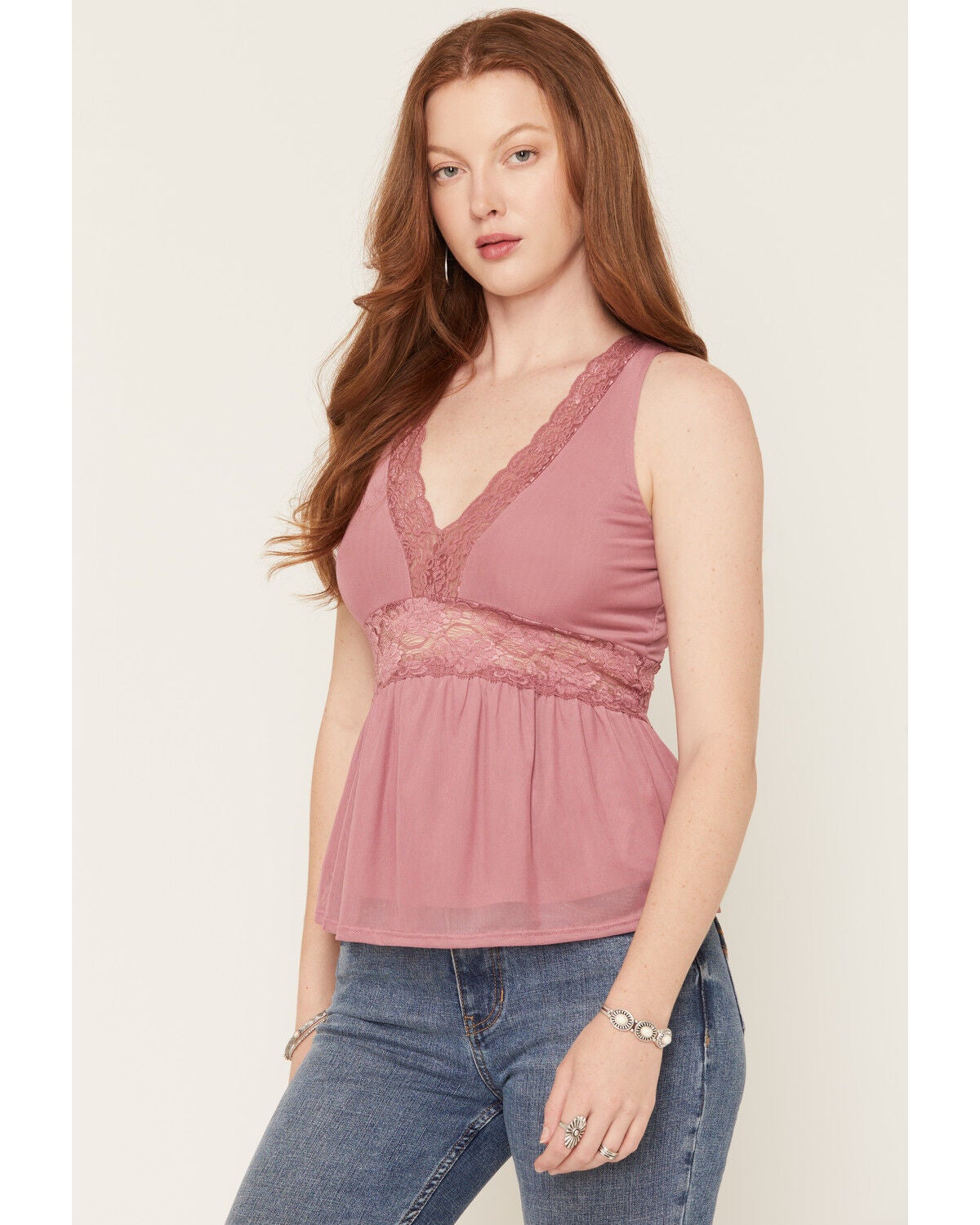 Image #1 - Wild Moss Women's Lace Tank, Mauve, hi-res