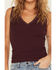 Image #3 - Idyllwind Women's Misty Ribbed V Neck Tank, Wine, hi-res