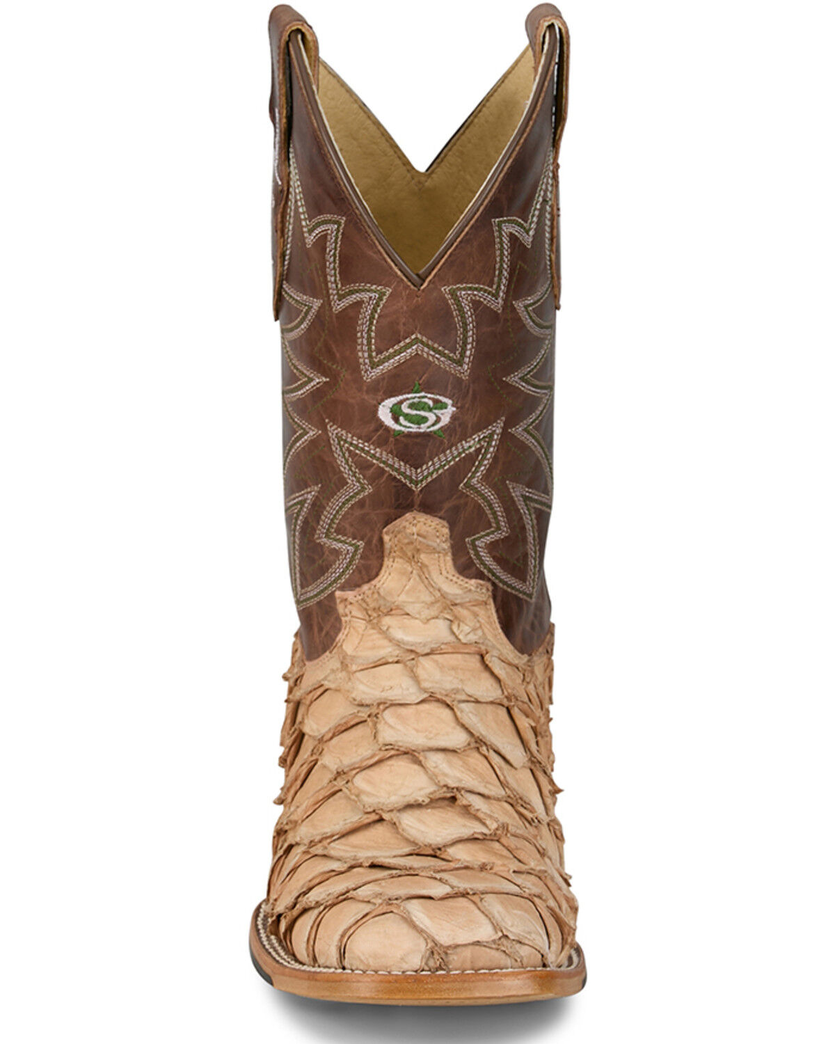 Image #4 - Justin Men's Ocean View Exotic Caiman Western Boots - Broad Square Toe, Brown, hi-res